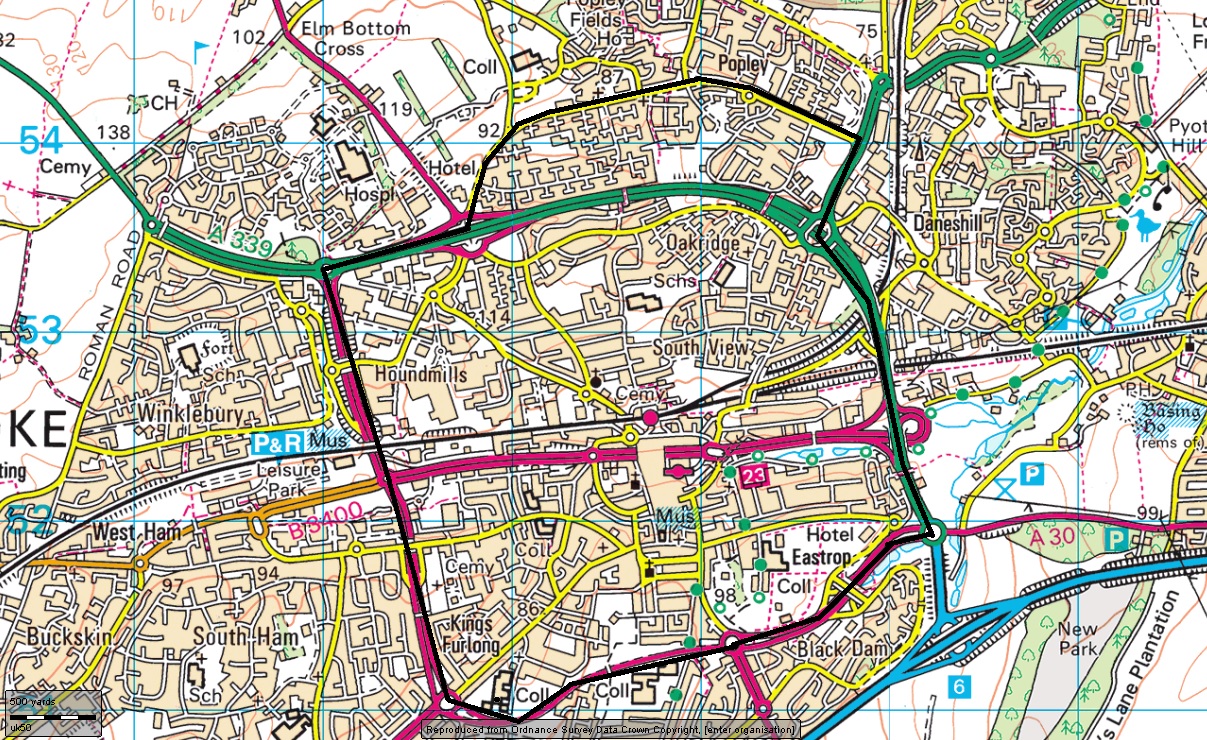 Map Of Basingstoke Area Basingstoke Cops On Twitter: "Section 60 Stop & Search Powers In Place In  Basingstoke This Afternoon And Tonight Following Robbery Incidents. Area  Covered Is Within The Black Lines On The Map. Https://T.co/U9Bgldbzdw