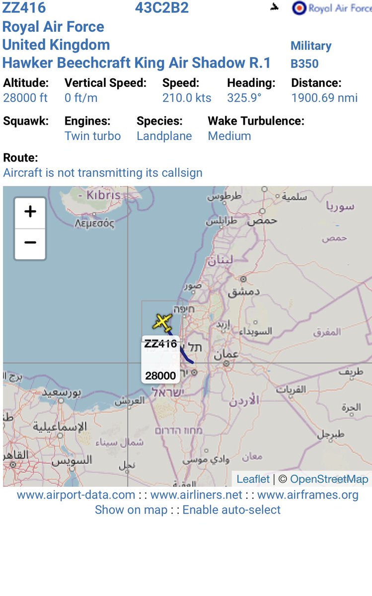 air_intel's tweet photo. ✈️ RAF 🇬🇧
Beechcraft King Air Shadow R.1B350
ZZ416
Heading to RAF Akrotiri, I suspect it’s returning from Afghanistan #OperationResoluteSupport https://t.co/ner5n63hH6