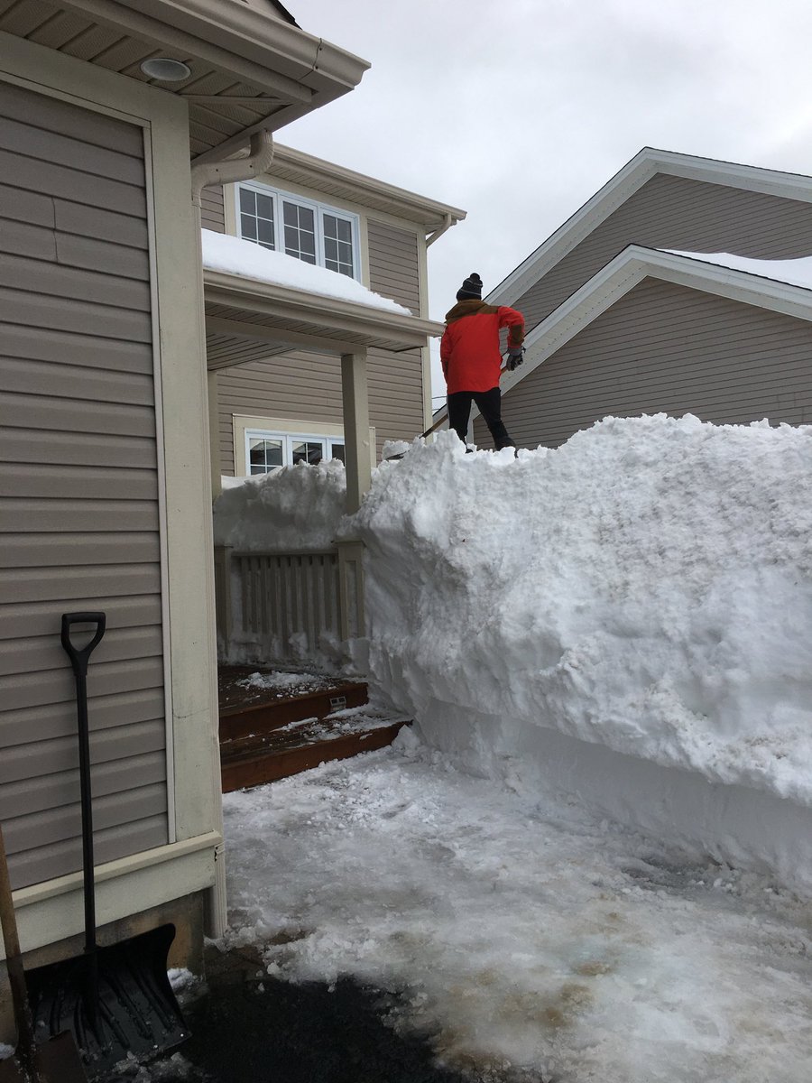 glenp60's tweet photo. Moving 8 foot drifts to make room for more.  Four days in and have not moved a vehicle from the driveway. State of emergency still in effect in #YYT.  #snowmegeddon2020 #whenwilliteverend https://t.co/wKEvhNKIiF