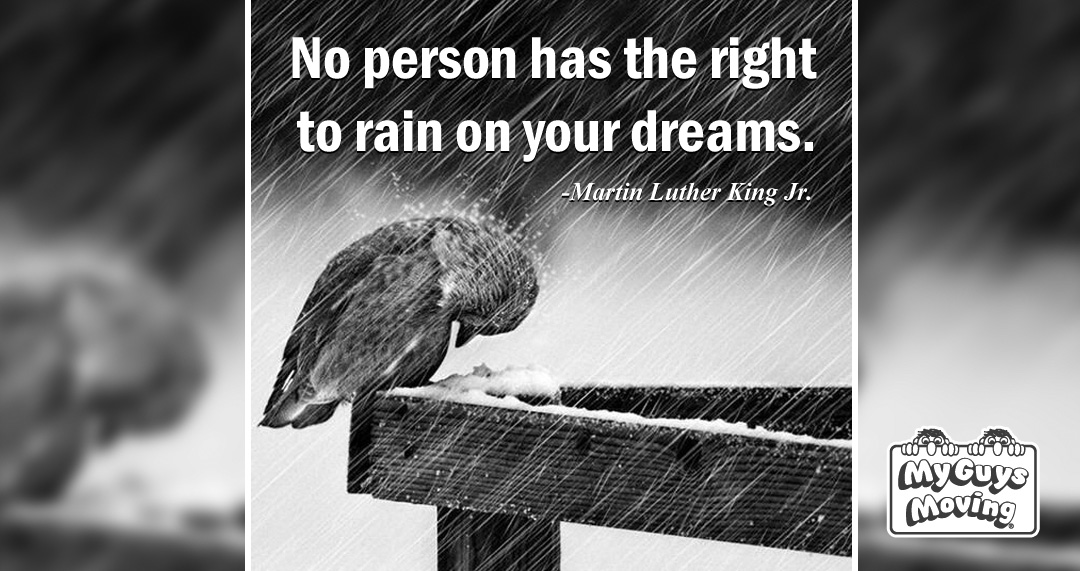 MGMovingService's tweet photo. Celebrating a great man's life. "No person has the right to rain on your dreams." -Martin Luther King Jr.

#MLK #MLKday #martinlutherking #martinlutherkingjr #martinluther #martin #ihaveadream #hope #dream #blackhistory #motivation #inspiration https://t.co/IPp3tKUSeQ