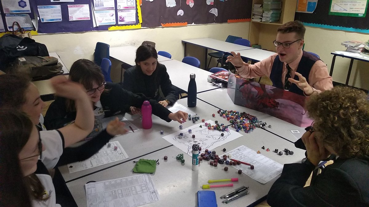 Borlase's tweet photo. Monday after school is Dungeon's and Dragons time! It is great to see this student-led club grow and grow! #somanydice https://t.co/yq6RE69psU