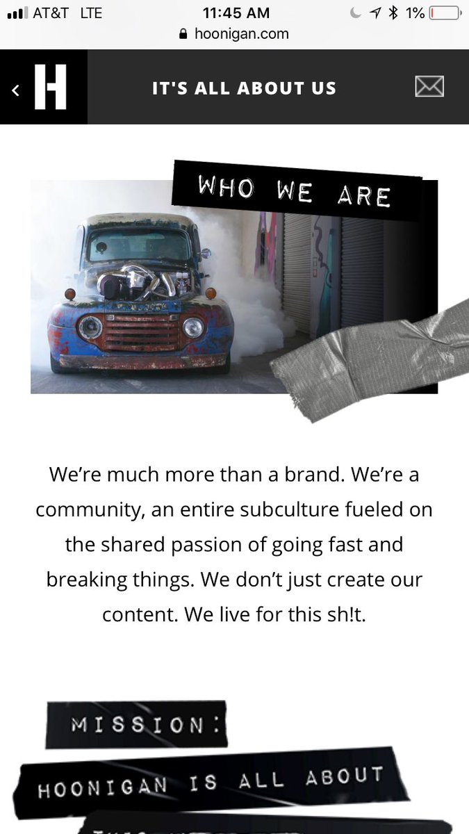 TeganCantEven's tweet photo. The Hoonigan “about us” was written by a 39 y/o who took one community college marketing class and votes GOP exclusively for “fiscal policy” - now their job is getting pre-teens addicted to energy drinks. https://t.co/UgE3Ywmpmx