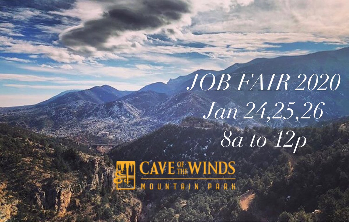 ManitouCaves's tweet photo. Cave of the Winds Mountain Park invites you to our winter season Job Fair, 2020. We are looking for new staff members to join our team! https://t.co/7NpOSf9Iu0 https://t.co/VpgmtuuuYX