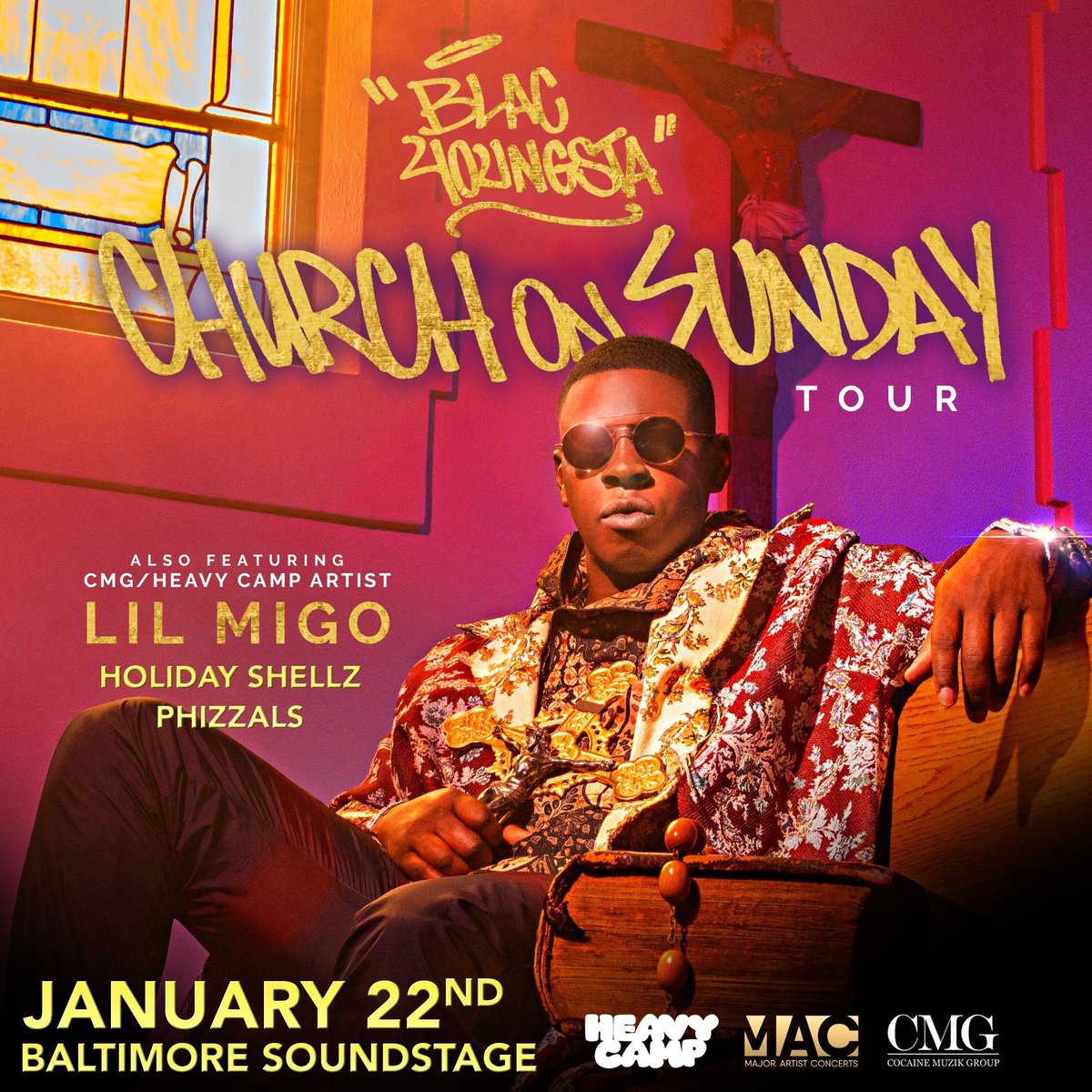 HootieBangBang's tweet image. Two days away from @blacyoungsta |  @holidayshellz | @1_lilmigo  at @bmoresoundstage ...few more tickets left, hit my dm if you need a ticket. $25 for advanced tickets |cash app accepted #HighQuality #HolidayShellz #RealRapNeverLied #wisdomcourtent #heavycamp #churchonsundaytour