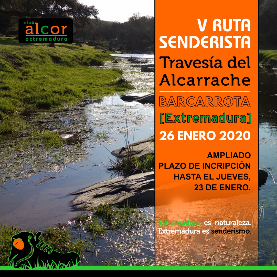AlcorEx's tweet image. V RUTA SENDERISTA "TRAVESÍA DEL ALCARRACHE" Ampliada inscripciones hasta el 23/01, a las 15h
Inscripciones bit.ly/35eZFzp + info en: bit.ly/2CV6oT7 #TravesíadelAlcarrache @Extremadura_tur #Senderismo #Extremadura #Alcarrache #Barcarrota