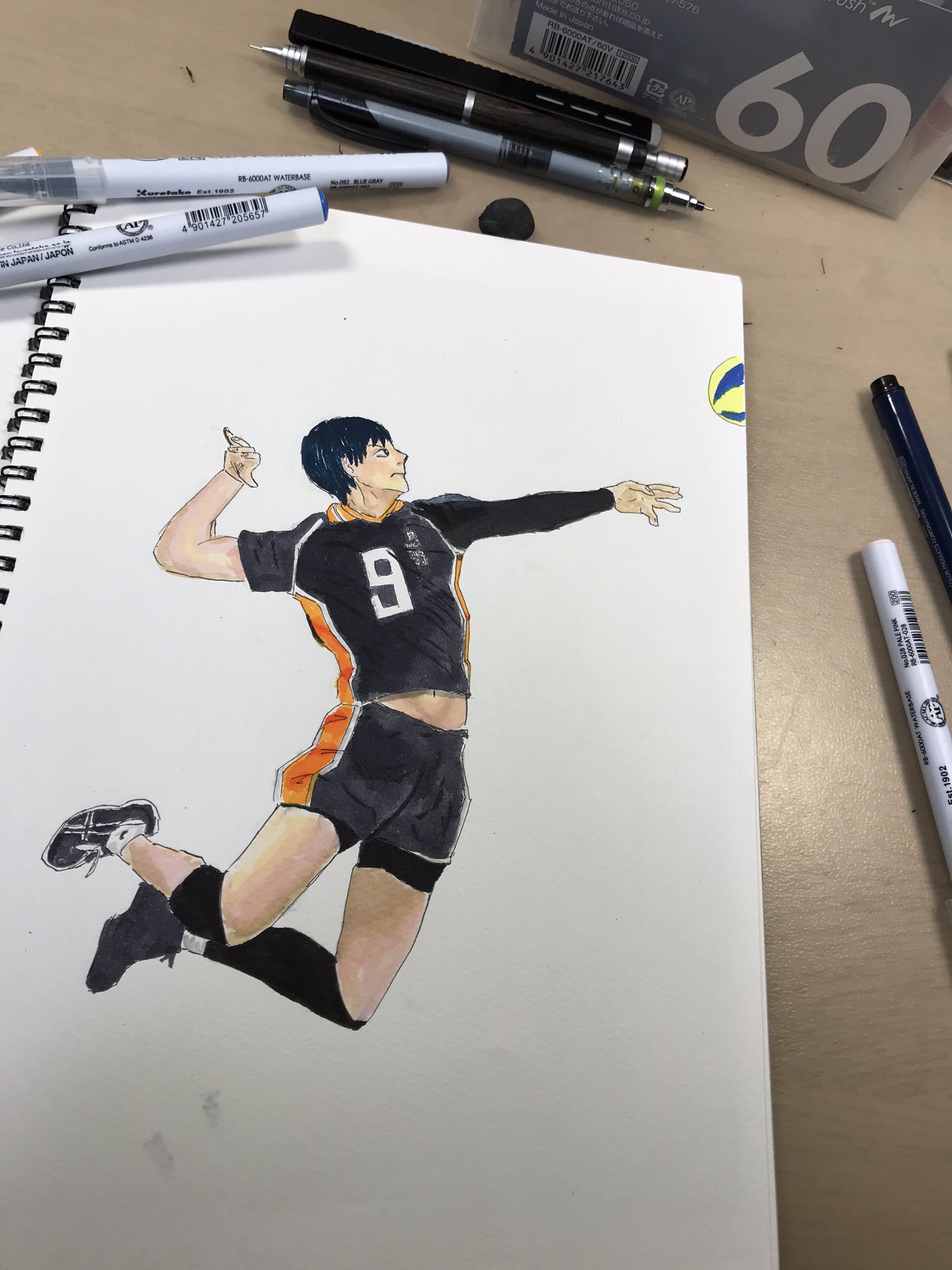 Kenshi 影山描いたぁー 柳田選手のフォーム見ながら描いたけどムズすぎる かっこよく描ける古舘春一先生マジで尊敬やわ ｵﾚﾉ3時間ｸｵﾘﾃｨ ハイキュー 影山飛雄 バレー イラスト オリジナルイラスト 絵描きさんと繋がりたい T Co