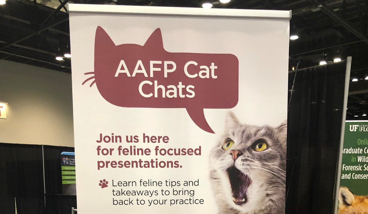CatVets's tweet photo. JOIN US TODAY FOR AAFP CAT CHATS! We're at @The_NAVC VMX booth #367. Make sure to catch these feline focused presentations & get feline tips/takeaways to bring back to your practice. Next up, House-soiling: Tips for Clients with Dr. Kelly St. Denis @ 12:30 pm. #vmx2020 #catchats https://t.co/WJ902b8seP