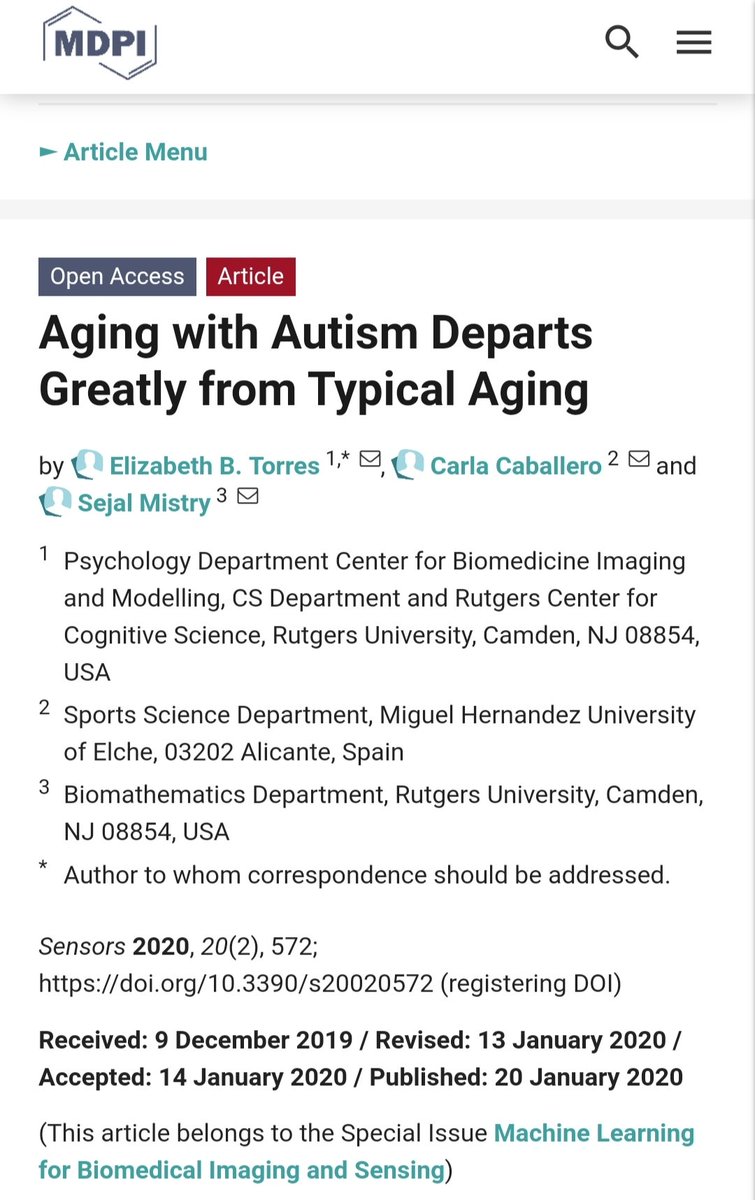 New paper that provides dynamic diagnoses as the person’s nervous systems age. Published by @userety, member of @sensorymotorlab and with the collaboration of the member of our lab, @carlacabasan.
#autism #motorcontrol #sensorymotor

doi.org/10.3390/s20020…