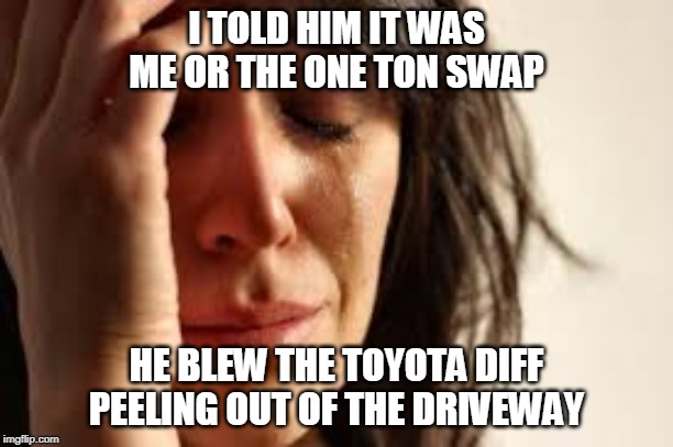 Anyone in the process of swapping in one tons? If so, throw up a picture! Show off your work. Or tag a buddy who is 'planning' on going to tons, or really needs to go to a larger set of axles.
#coreswest #dana60 #14bolt #dana60front #wontons #onetonswap #onetons #yukongearandaxle