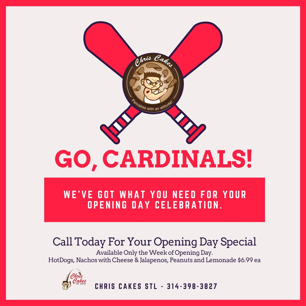 ChrisCakesSTL's tweet photo. We Cannot Fllippin' Wait For Opening Day!!   
*Schoolgirl squeals* 
Opening Day is a little early this year, don't be late ordering your Opening Day Special.
#cardinals #stl #catchtheexperience #openingday #alwaysaswingandahit #callme #onsite #dropoff https://t.co/VRfGtY4EVR