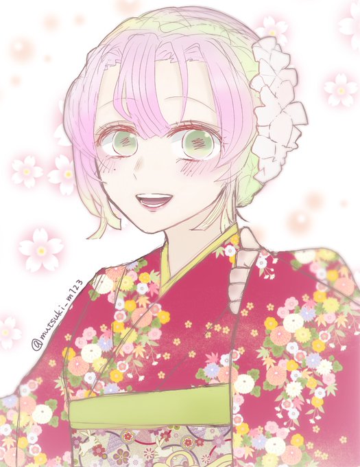 夢月さんがTwitterに投稿した甘露寺蜜璃(鬼滅の刃)のイラスト。