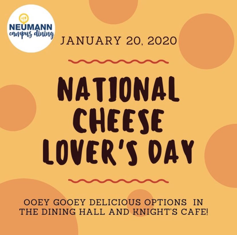 NeumannUDining's tweet image. Happy National Cheese Lover’s Day! 🍕🍔🧀