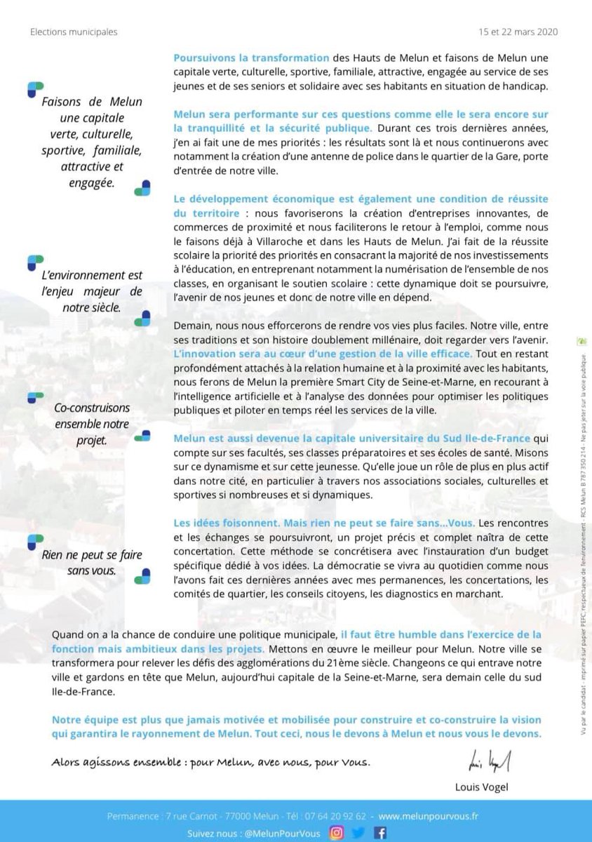 MelunPourVous's tweet photo. Retrouvez ci-dessous la lettre du candidat @louisvogel pour les élections de mars prochain ! #AvecLouisVogel #Melun https://t.co/smrcdoBGLn
