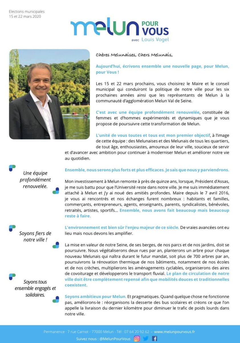 MelunPourVous's tweet photo. Retrouvez ci-dessous la lettre du candidat @louisvogel pour les élections de mars prochain ! #AvecLouisVogel #Melun https://t.co/smrcdoBGLn