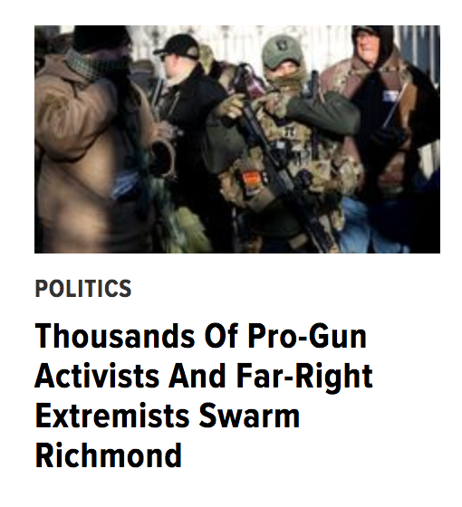 benshapiro's tweet photo. This headline from @HuffPost is delightfully vague. Any statistical breakdown on the crowd, or is it equally comprised of "pro-gun activists" and "far-right extremists"? https://t.co/1mo0LQsFXF