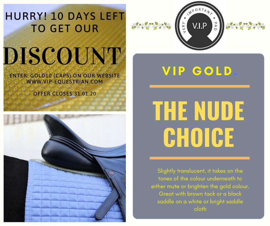 VIPequestrian's tweet photo. Discount code #GOLD #GOLD10 available until 31.1.2010 https://t.co/NVY6c4G97n
