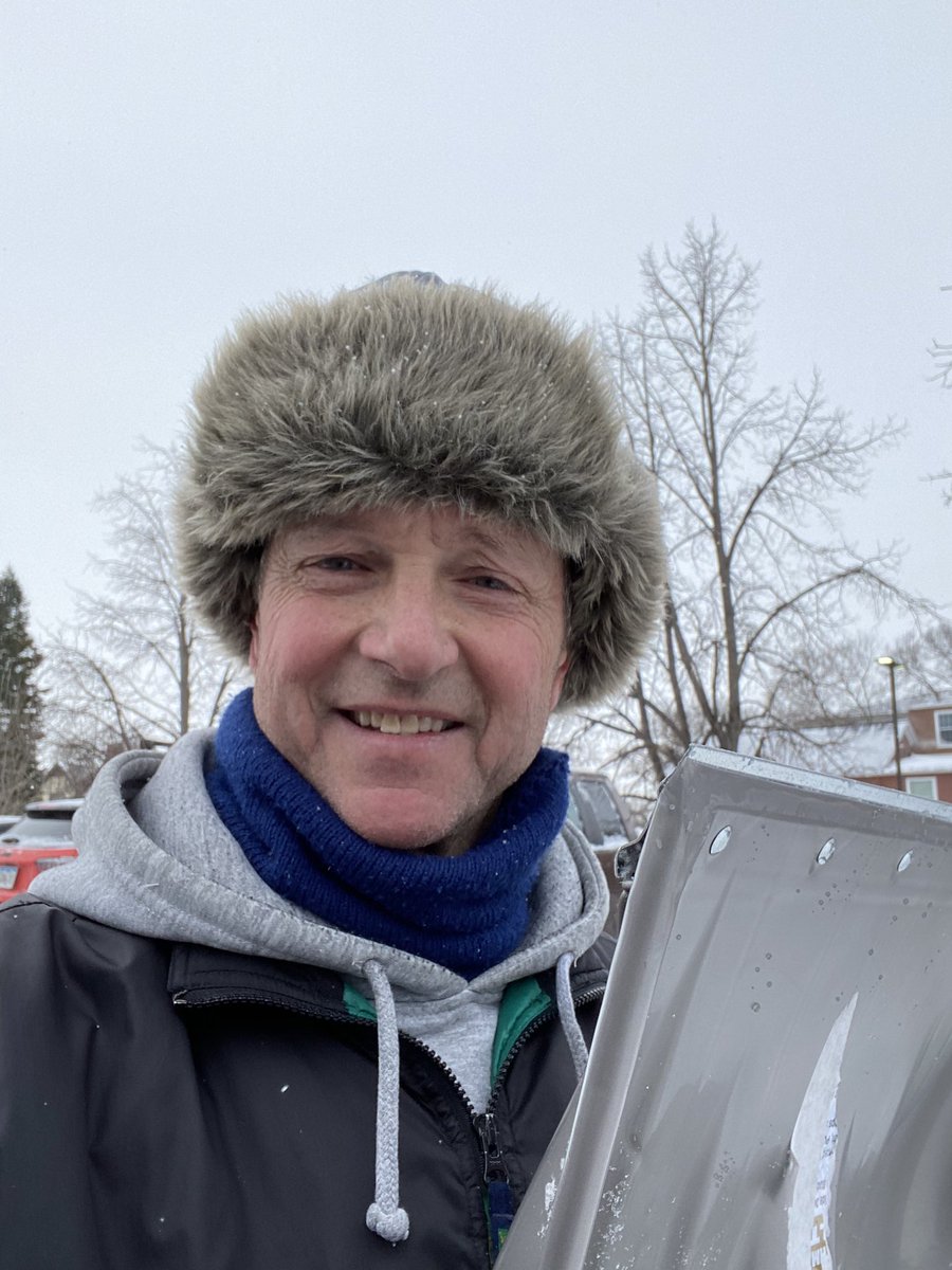 apwood's tweet photo. I’m in an ISU parking lot with a shovel and wearing an aviator hat - I have become the neighbor from Home Alone! https://t.co/Zy0DPYlJGC