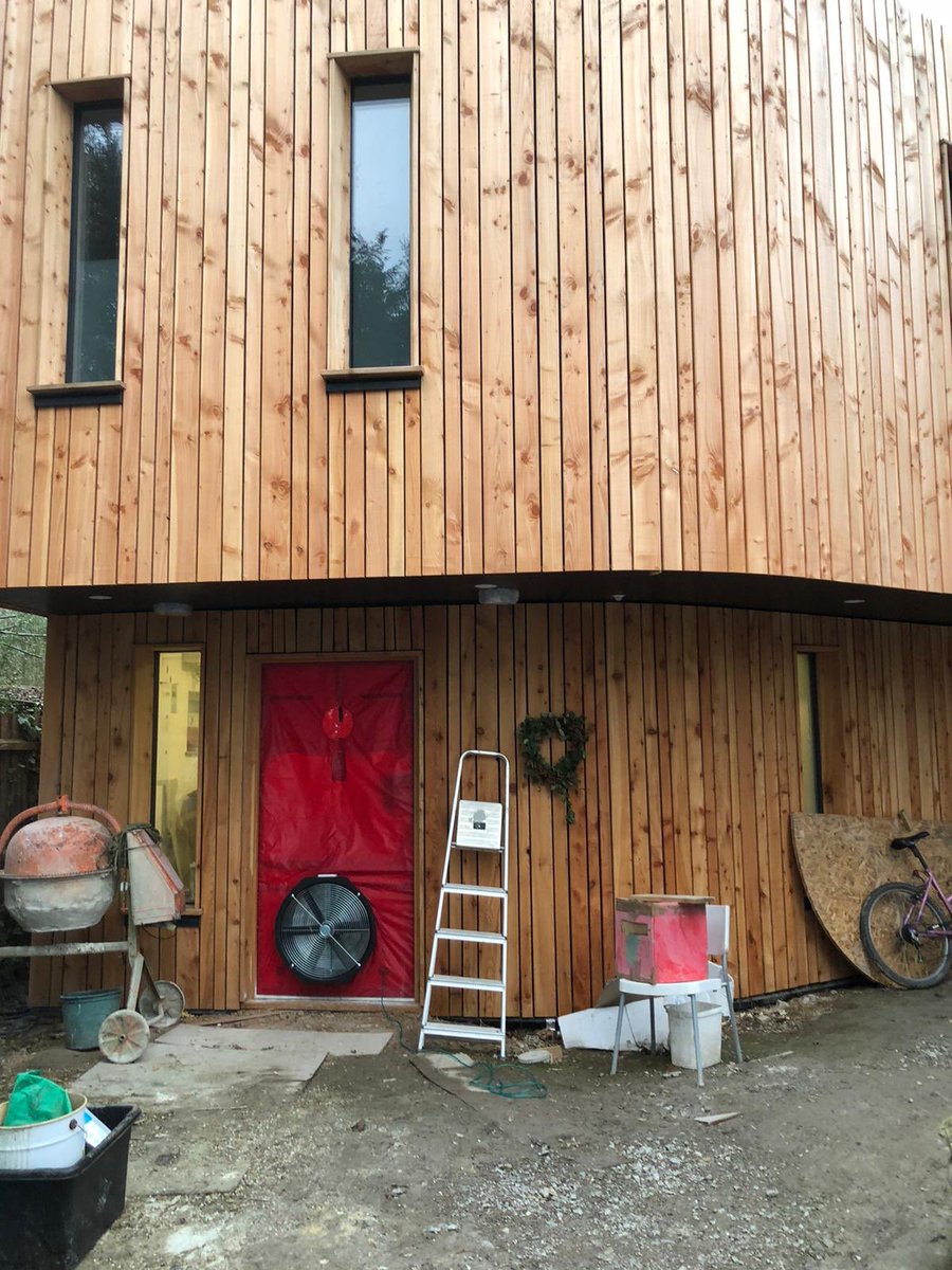 aes_air's tweet photo. Busy start back at AES!!! Beautiful one off self build in cambridge. Lots of curved walls. Best result I’ve ever seen!!! 1.6 air permeability score! #cambridge #airtesting #airpermeability  #airtightness #eastanglia https://t.co/irDJ0wigW6
