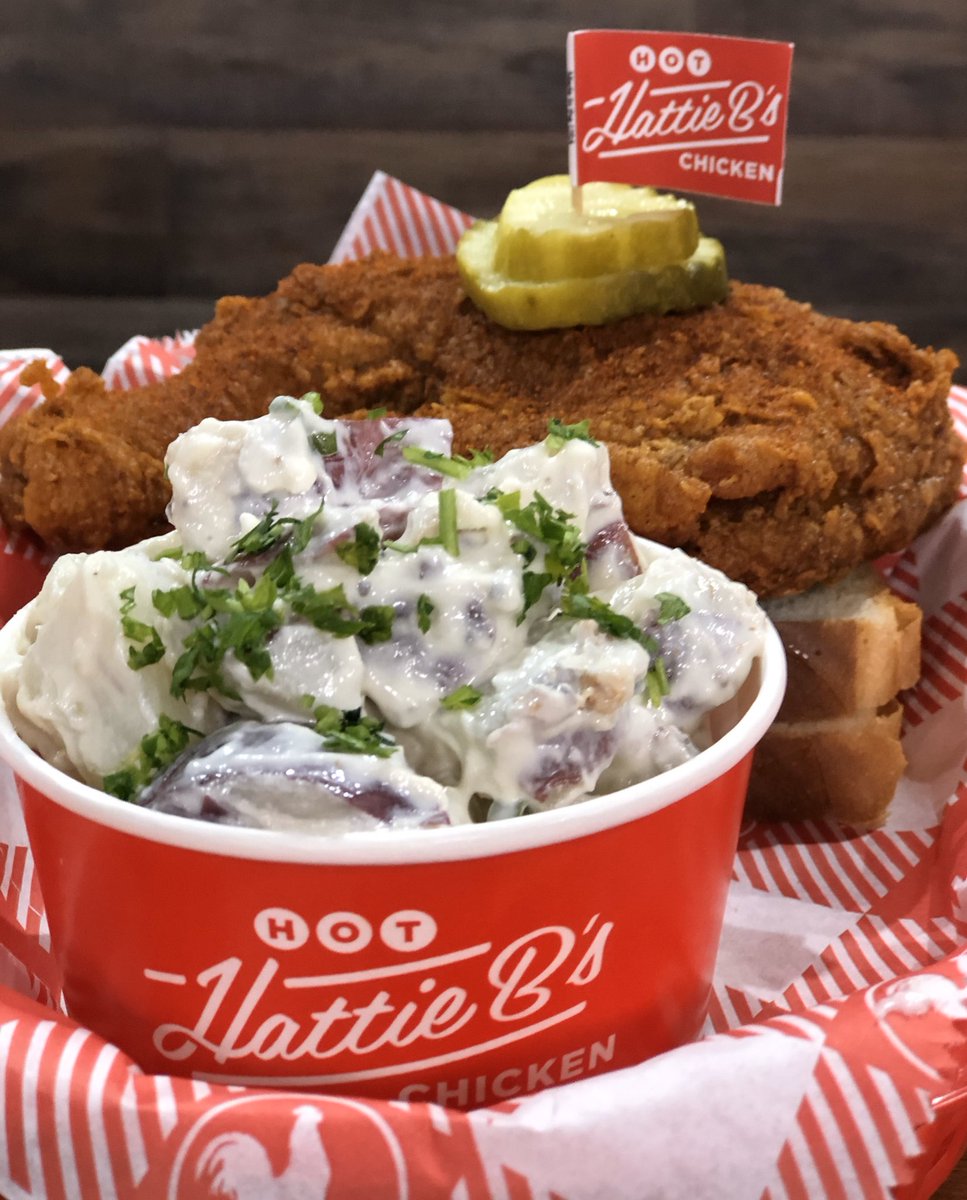 HattieBs's tweet photo. It’s #HotChickenWeek in Nashville and all 3 locations are offering a leg/thigh quarter + 1 side for $5!! In your face, Footlong. #HattieBsLovesYou https://t.co/AX2zSiOaqF