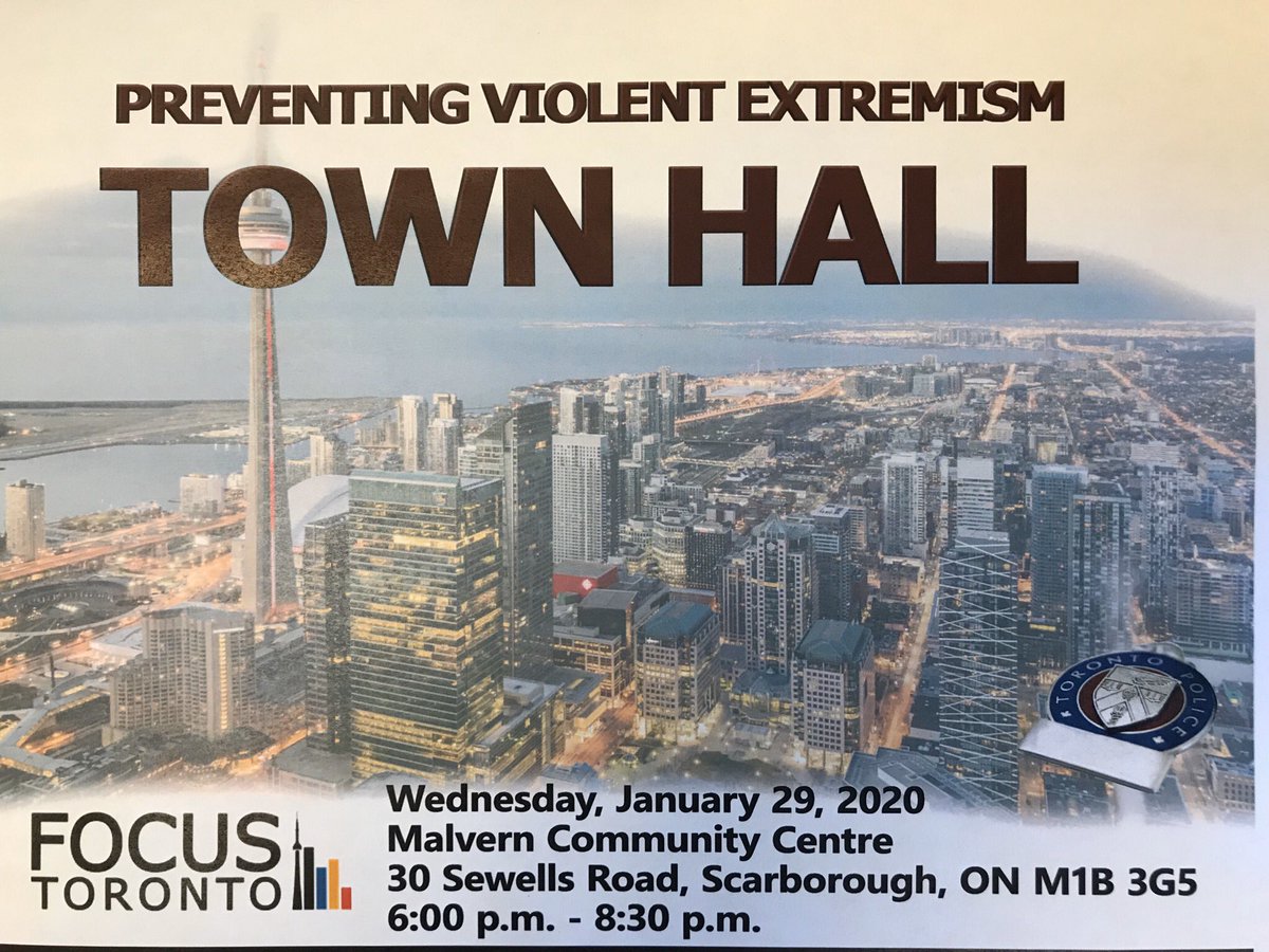 CopSmithTPS's tweet photo. We’re hosting another Preventing Violent Extremism Town Hall!

It will be hosted at the Malvern Community Center and is aligned with the @FOCUSTablesTO North #Scarborough area. 

ALL residents are Welcome!

#EndHate
#Prevention
#PVE #CVE

@TPS42Div 
@TPS_CPEU 
@YorktownFamily https://t.co/oMzcqFbOuA