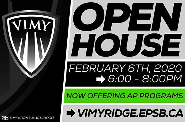 VimyAcademy's tweet photo. Mark your calendars! The #VimyOpenHouse date is set for February 6th, 2020 from 6:00-8:00pm! #vimyproud #vimyadmin #epsb #yeg #tr https://t.co/7ACQAOxoke