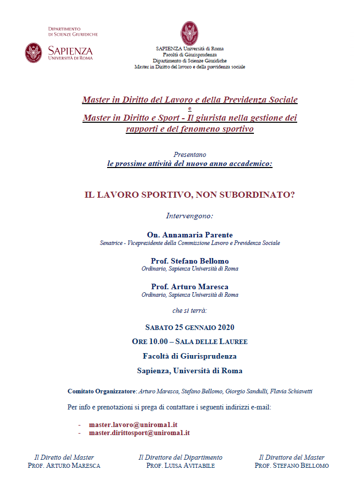 GiorgioSandulli's tweet photo. #SapienzaDirittoSport presenta progetti, attività e seminari 
del #Master2020

Con noi fai della tua passione una professione ed entri in un network

#ISCRIZIONI aperte alla 2° edizione fino a #Lunedì3febbraio

Vi aspettiamo #Sabato25 in @SapienzaRoma 

https://t.co/nZfFUfSPm2 https://t.co/Tp6fGPyt9t
