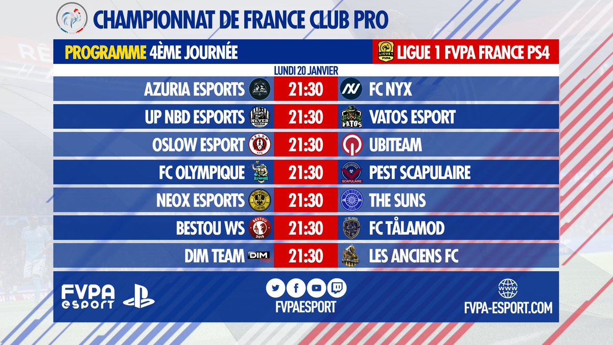 FVPAeSport's tweet image. 🇫🇷 PS4 - LIGUE 1

Le programme de cette deuxième semaine de compétition en #L1FVPA

🔸 @PEST_Scapulaire prolongera sa série de win ?
🔸 @DIM__TEAM @LesAnciensf @BestouWs @UBITEAMCP  se disputeront le podium
🔸 @NeOx__eSportS @FcTalamod @Azuria_cp doivent réagir

GL all #FVPAPS4