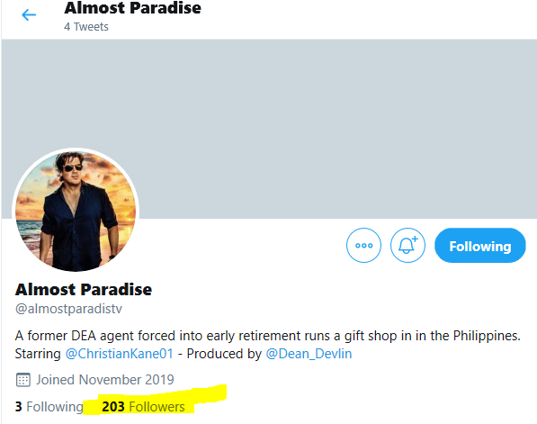 maryebrewer's tweet photo. . @ChristianKane01 #Kaniacs WHERE ARE YOU?
@almostparadistv👈 #AlmostParadise 🌴has only 203
#Followers
Should be more #KaneFans #LITS #Grifters #Paradisers on @Twitter
And @CKVotePromote 🐺#ChristianKaneVotePromote Members Check into group We may have an incentive for you😉 https://t.co/A6Jigc1KZM