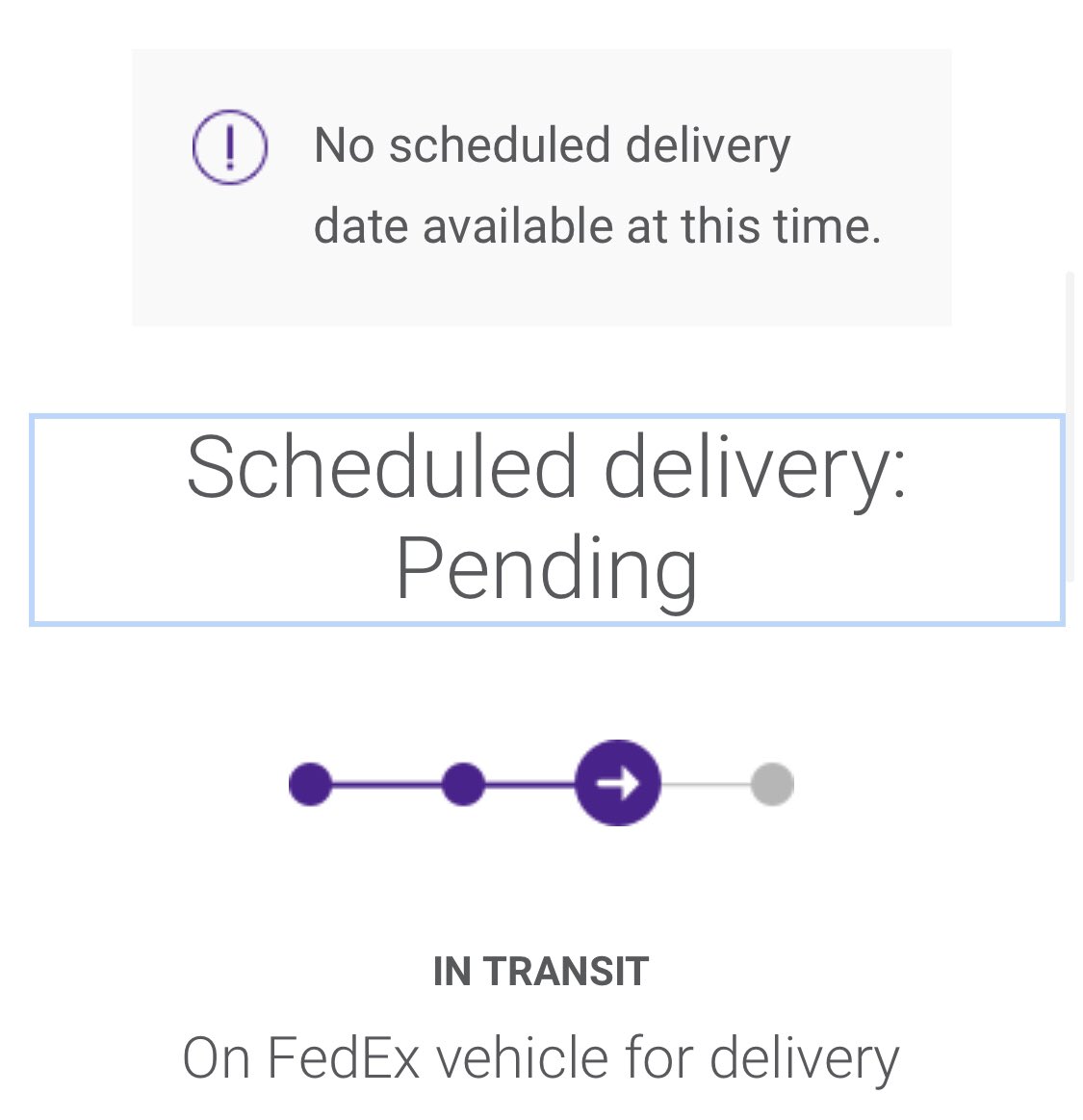 banne013's tweet photo. Dear @FedExHelp :
I understand that weather causes delays with shipments. But not updating the status of my packages for 2 days is super frustrating! It was on the truck for delivery Saturday...is it still sitting on that truck? I'd prefer my $1k+ order not sit outside all day! https://t.co/1aYigHoX7T