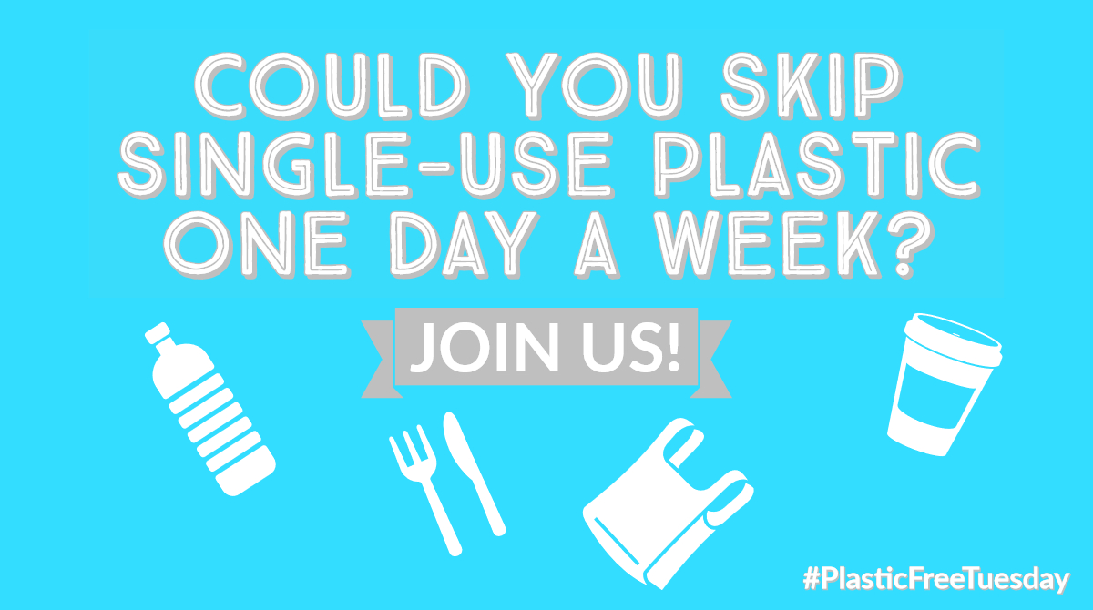 PlasticFreeTues's tweet photo. Could you go an entire day without single-use plastic? Pack your reusable water bottle and join us - tomorrow is #PlasticFreeTuesday! Let’s strengthen good habits, find simple swaps, get creative, and ask for change where needed. Let’s get ready - are you in? 💪🌍🌊 https://t.co/NJCc7eOjNu