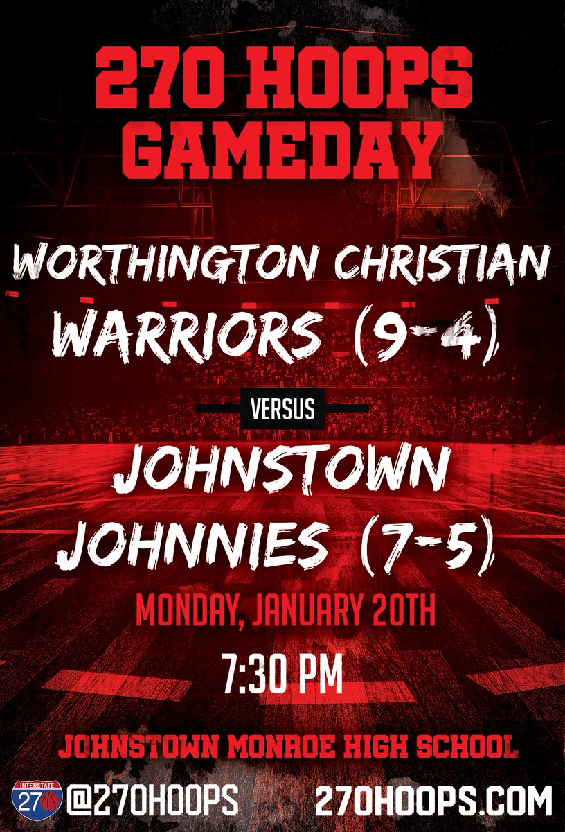 270Hoops's tweet image. We have a Top 10 Division III showdown happening in Licking County 🤯

🏀: @WCSballers (9-4) @ @JohnniesHoops (7-5)
📍: Johnstown Monroe 
🏀: Johnstown won the last matchup 55-40 on Dec. 1, 2017
📰: @CadeTorbert