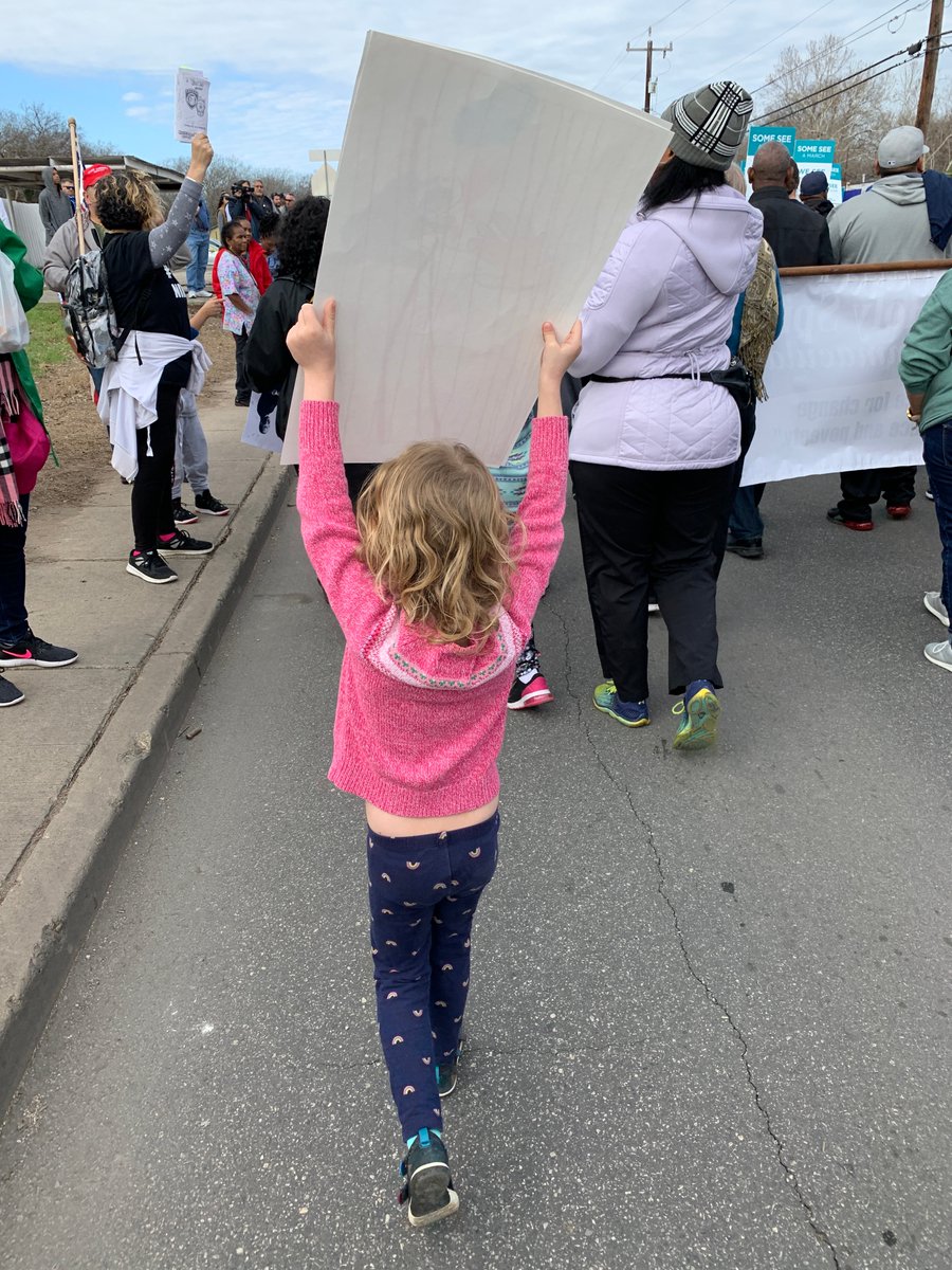 BekahMcneel's tweet photo. 5yo has been looking forward to this day for weeks. Made her own sign. Marched as far as she could. Felt feelings. Heard words. #MLKmarchSA https://t.co/l4FUGZoB5w