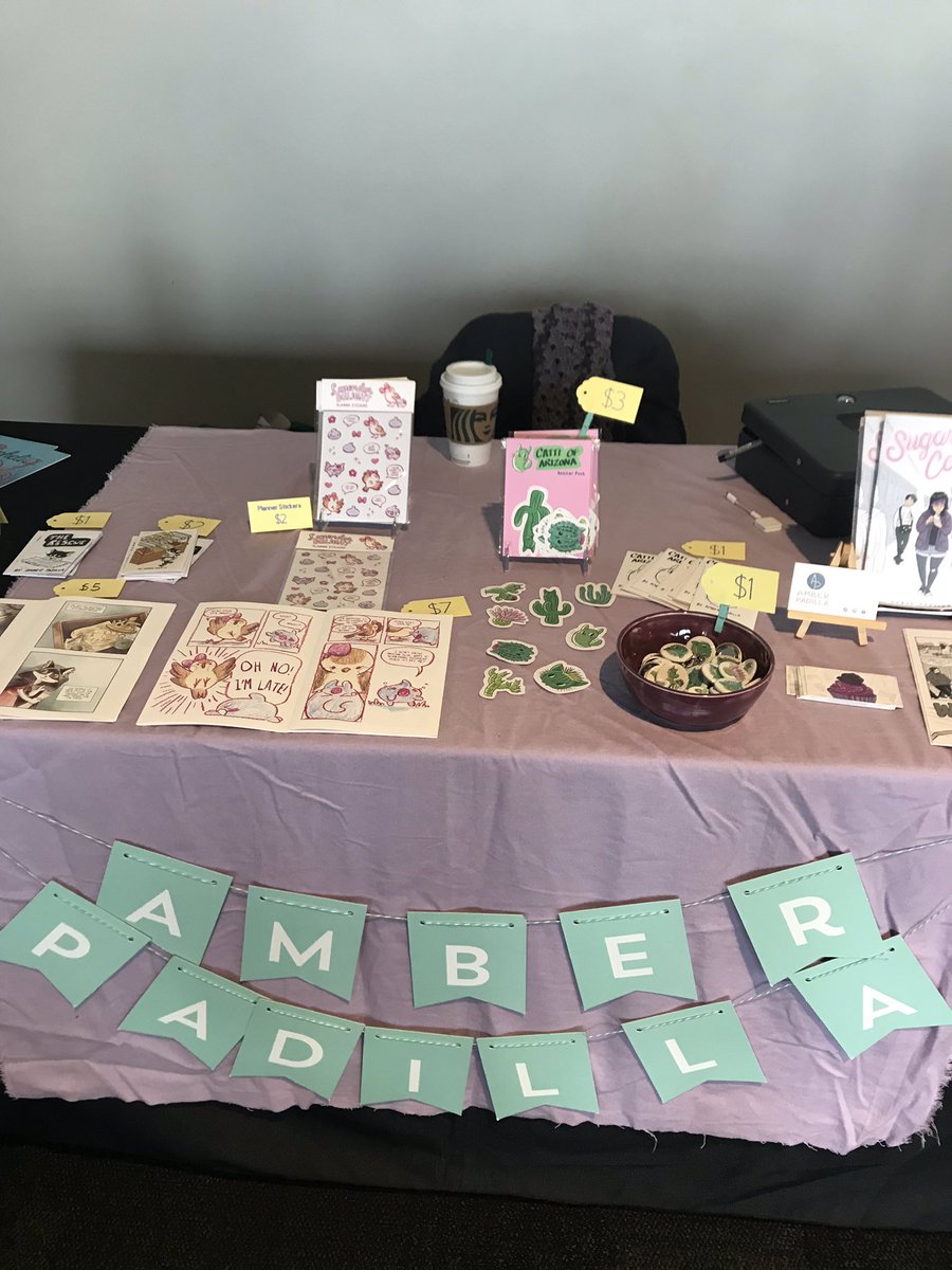 candymistakes's tweet photo. This is happening today! Come and say hi! I don't have anything new today but it's always good to see folks! I have a huge table for myself which is unusual I'm so used to cozy half tables that a full table seems so decadent. #bcaf #comics #metreon #metreoncityview https://t.co/zEORb61j4g
