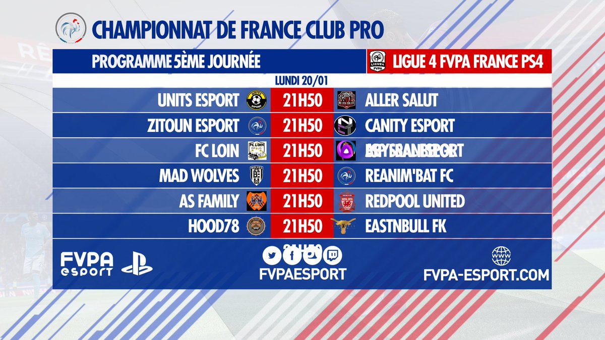 FVPAeSport's tweet image. 🇫🇷 PS4 - LIGUE 4

Les matchs de la J4 et 5 #L4FVPA

Bonne chance à tous #FVPAPS4