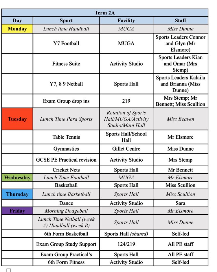 UoBSchool_PE's tweet photo. π
NEW CLUBSπ
Check out our new extra-curricular clubs for this termπ
Spot something which has got your attentionπ Come and give it a go! #UoBeasts #GetInvolved https://t.co/VhPoPdYVLG