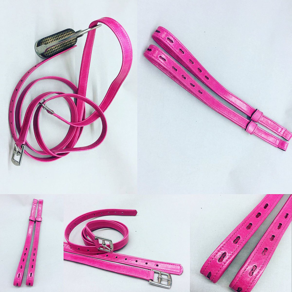 Belts_n_things's tweet photo. Add a little colour to your life with our stirrup leathers🐴                     #stirrupleathers #horses #leather #saddlery #handmade #madeinengland #bespoke #pink #new https://t.co/8mKmj4yPdy