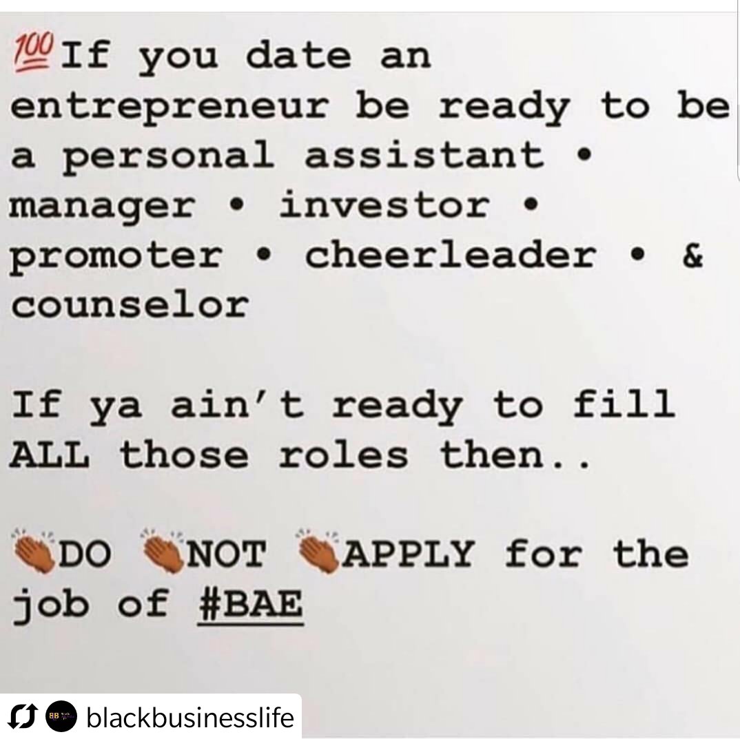 JUST A HEADS UP. LOL! 😂 I have an empire to build, don't need you around if your energy is not helping in any way. I can be the same for you if you play your cards right. 🤗
•  •  •  •  •⠀⠀
#Repost @blackbusinesslife
⠀⠀⠀⠀⠀⠀⠀⠀