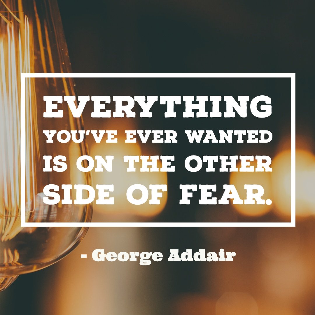 CubeCreativeInc's tweet photo. "Everything you've ever wanted is on the other side of fear."
 –George Addair

#MondayMotivation #InspirationalQuote #quote  #GeorgeAddairQuote #GraphicDesign #CubeCreativeDesign https://t.co/x2SwHNmOtb