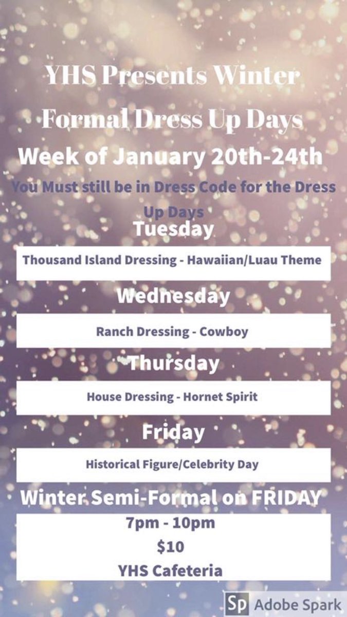 Dress up days for this week!!