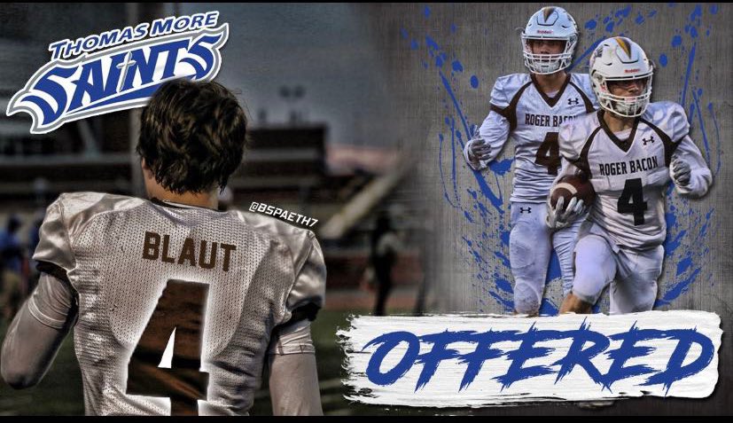 Excited to have received an offer from <a href="/TMU_Football/">Thomas More Football</a> !! Big thanks to <a href="/CoachNorwell/">Chris Norwell</a> and the entire staff at Thomas More for the opportunity! <a href="/Solkrates/">Solly</a> <a href="/RogerBaconFB/">Roger Bacon Football</a>                📸: <a href="/bspaeth7/">𝗕𝗿𝗮𝗻𝗱𝗼𝗻 𝗦𝗽𝗮𝗲𝘁𝗵</a>