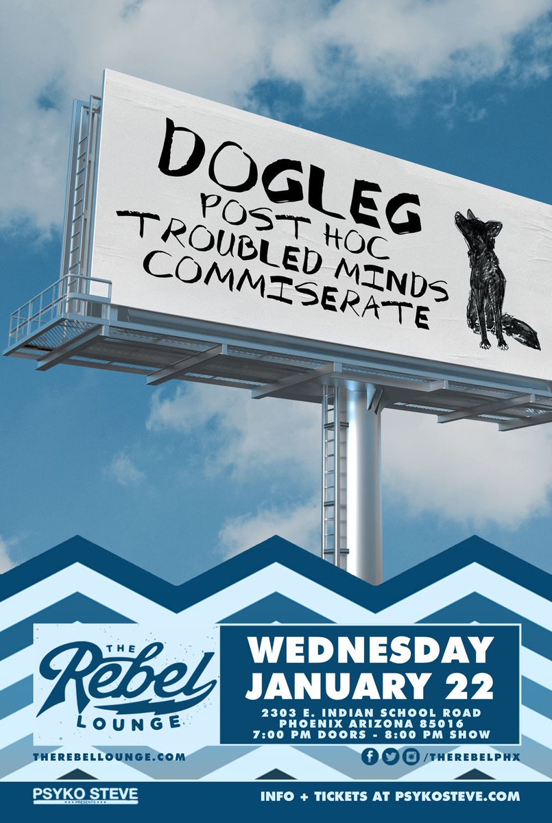 troubledmindsaz's tweet image. Phoenix! We have a show at @TheRebelPHX with some of our favorites @leg_dog, @_post_hoc, and commiserate! We have presales for the very low price of $8, get at us if you want one! ☝🏼😌