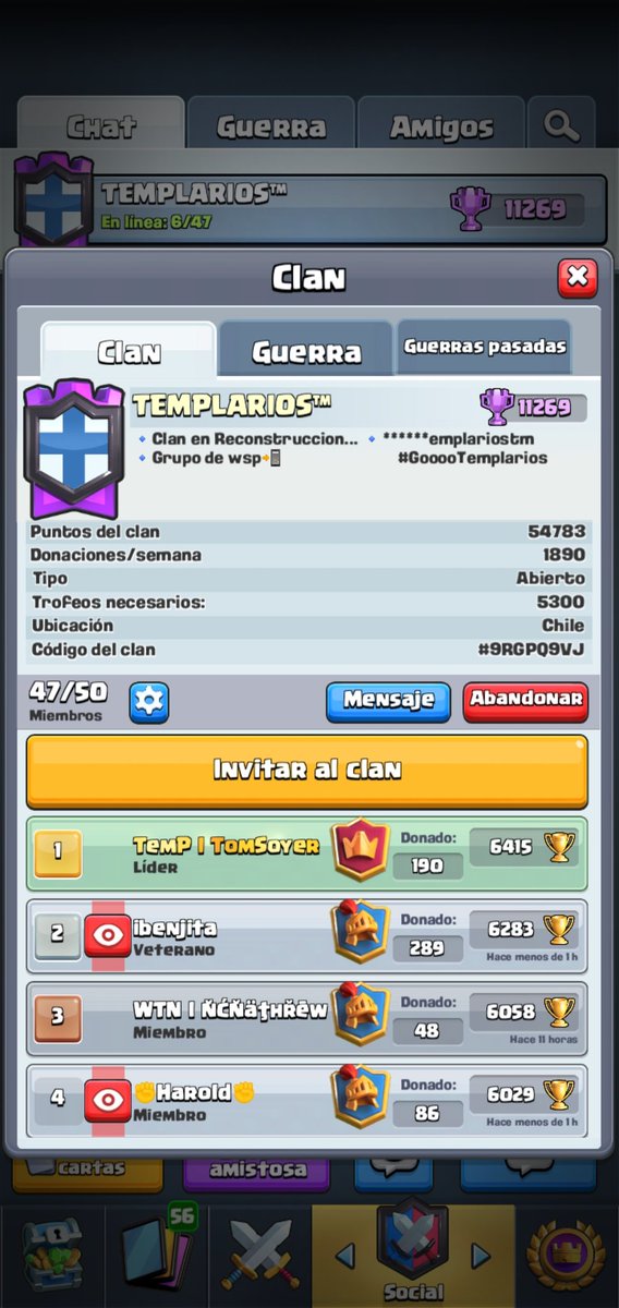 Templarios 
🔹️Busca Gente Activa en Clan wars y Lader 
🔹️Sigannos en Tw🐦: <a href="/templariostm/">TEMPLARIOS™</a>
ESTAMOS RETOMANDO ! <a href="/ayudocomunidad/">Ayudamos Comunidad ♥️</a> <a href="/north_sport/">north'esport</a> <a href="/DifuzedE/">Difuzed</a> <a href="/RedeSports1/">Red eSports</a> <a href="/Meiner01/">MeiSSner CR</a> <a href="/TrainerDamianTM/">⚡️•Trainer Damian™ •⚡️</a>