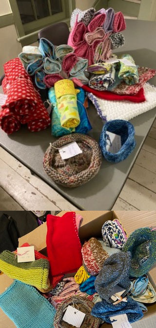 HamletWhitevale's tweet photo. A crafty crew of Whitevale residents donated their time &amp; talents to complete a variety of handmade goods (bat wraps, rescue nets, joey pouches, etc.) that will assist injured Australian wildlife.  The items will be shipped this week by @AirCanada : https://t.co/luQeicLhYR https://t.co/nBOTS8d1dk