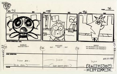 Fuck it. Powerpuff Girls storyboards. (From the episode "Fuzzy Logic") 