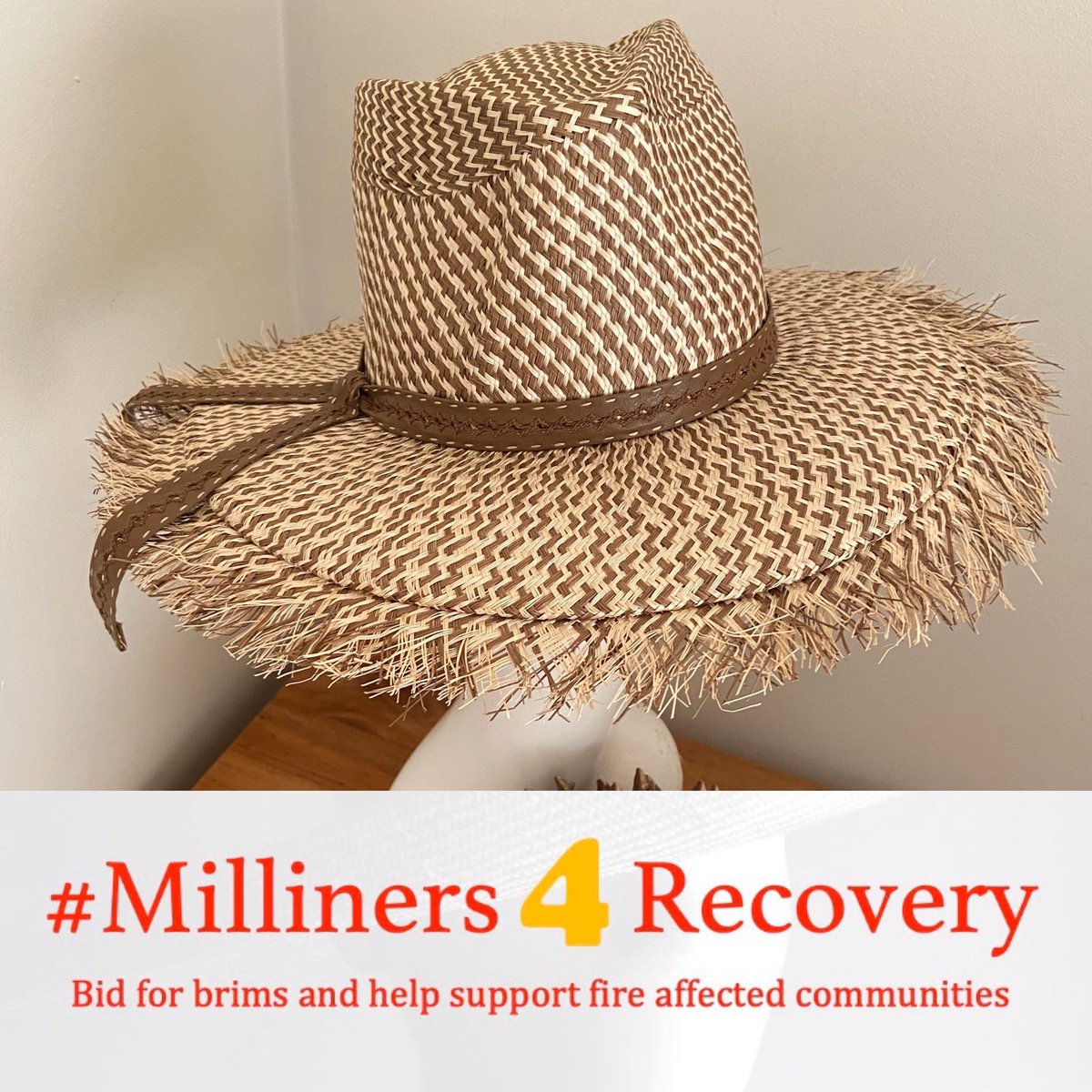 Bidding ends tonight at 5pm 
Last chance to bid for this amazing sun hat or any other beautiful hats #milliners4recovery 

Highest bid so far  is $210 
All proceeds go to <a href="/blazeaid/">BlazeAid HQ</a>
