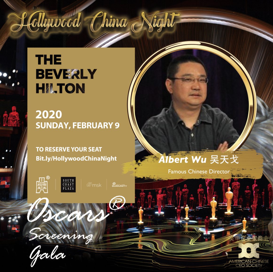 oscarchinanight's tweet photo. Special Invited Celebrity: Albert Wu 吴天戈
He is a famous Chinese Film Director. Works include "Feels Like Spring" which won the 6th Shanghai International Film Festival Best Director Award. We're thrilled to have him with us!

#Oscars2020 Party:
https://t.co/ZV4Z4ljF6w https://t.co/z6eXBStlAp