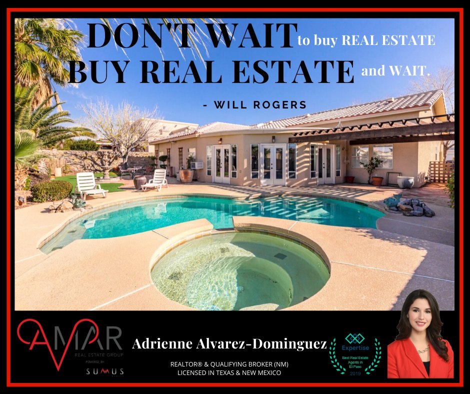 AdrienneAlvarez's tweet photo. There's no time like the present, to buy a house and start building your home.
https://t.co/0xnl0DDSbD
#investment #HouseExpert #RealEstate #Realtor #ListReports #RealEstateAgent #HomeOwner #SUMMUS #mylisting #CimarronRidge #EP #EPhomes #TXrealestate #eprealestate https://t.co/dfzvjPT52z