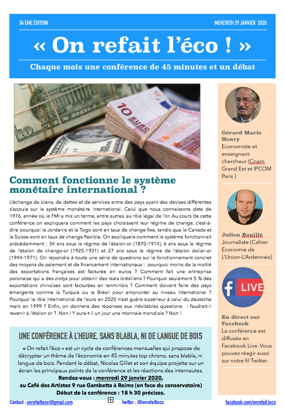 onrefaitleco's tweet image. Prochain "On refait l'éco" le mercredi 29 janvier 18 h 30 précises avec @tremillec au @artistes_cafe
