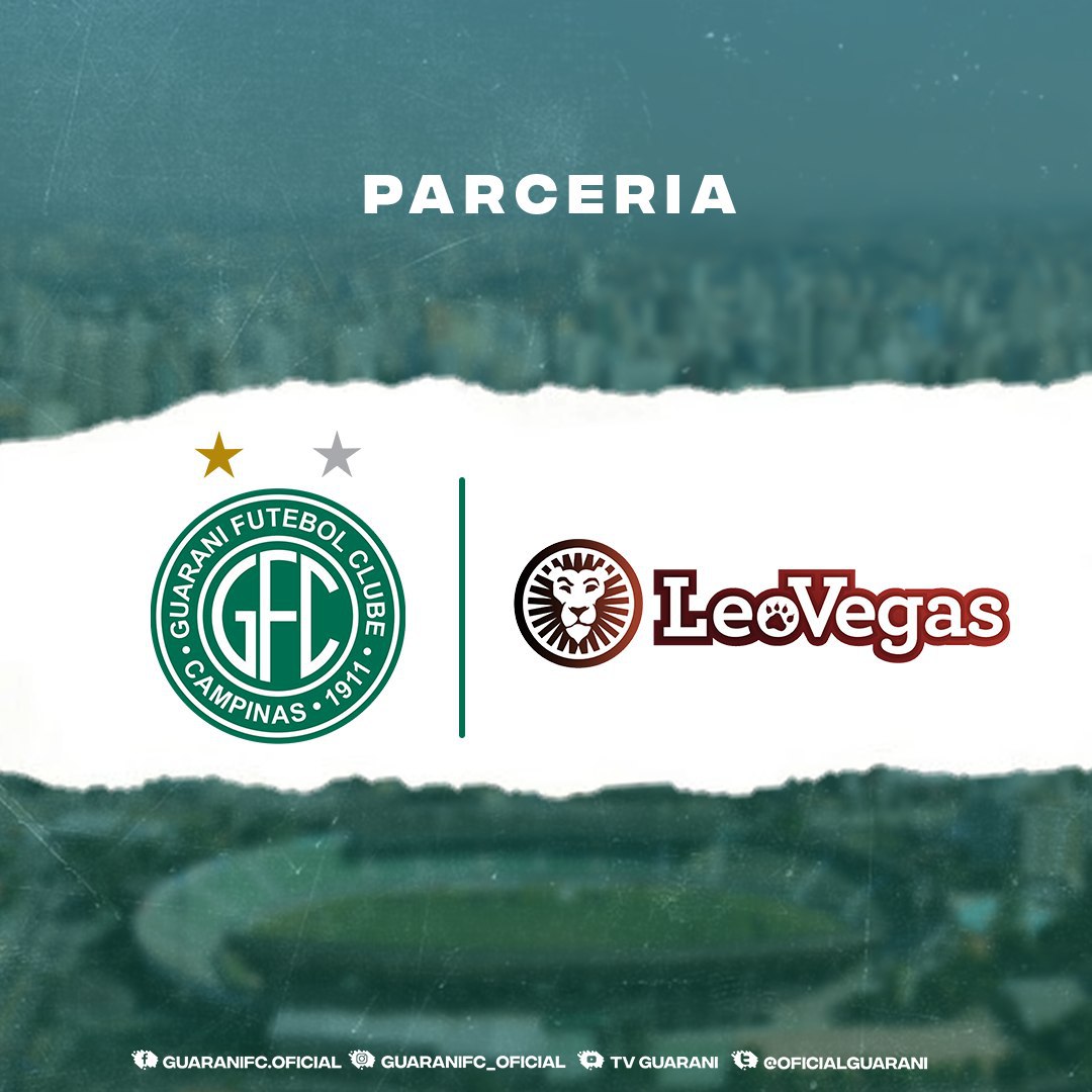 guaranifc's tweet photo. O Guarani fechou um novo patrocínio para o seu uniforme. O clube assinou contrato com a LeoVegas, uma empresa sueca de jogos para celulares e apostas esportivas online. O representante da marca e ídolo bugrino, Evair, esteve presente hoje, no Brinco, para selar a parceria. https://t.co/6uPVQurt0r