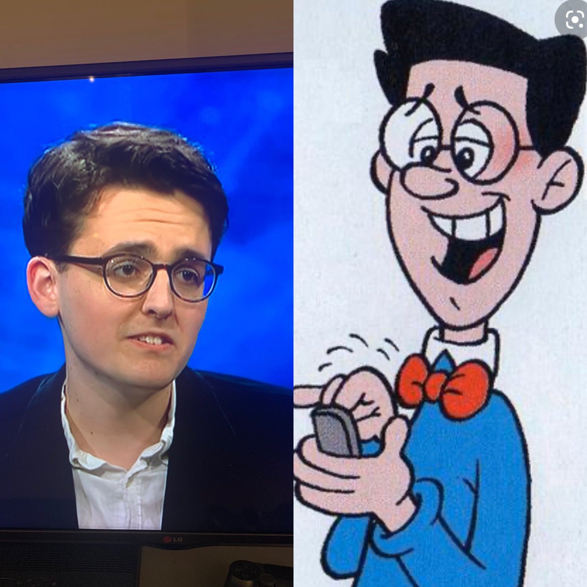 JoeSullivan7's tweet photo. Does any one else think that Russel looks like Walter the softy off Denis the menace? #universitychallenge https://t.co/1aN08TRShu